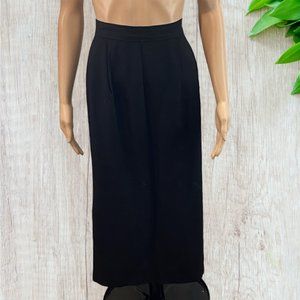 VINTAGE CASUAL CORNER -- Midi Skirt, Black, Part Wool, Back Zip